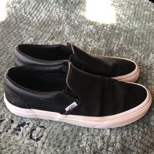 Vans slip ons black leather